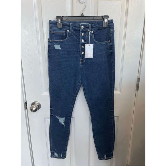 NWT Good American Women's Good High Rise Curve Ripped Jeans Size 14 - Picture 7 of 7